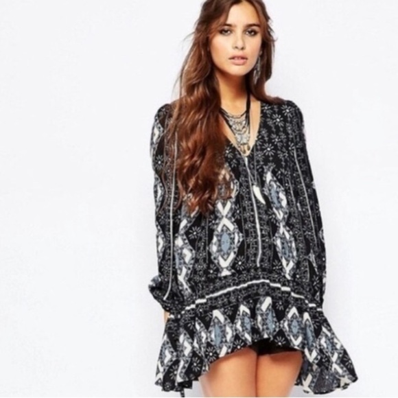 Free people shirt down by the bay tunic xs boho hippie hi low oversized‎ - Picture 1 of 6